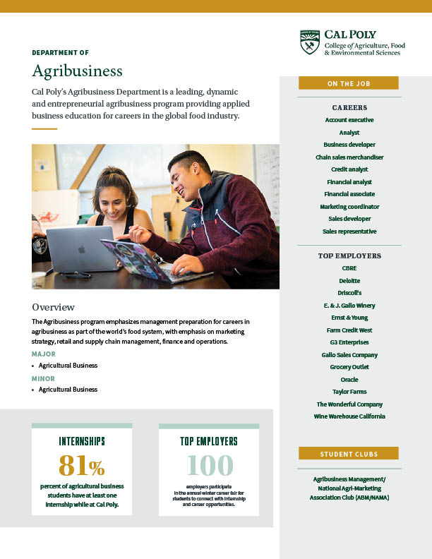 Departments & Majors College of Agriculture, Food and Environmental